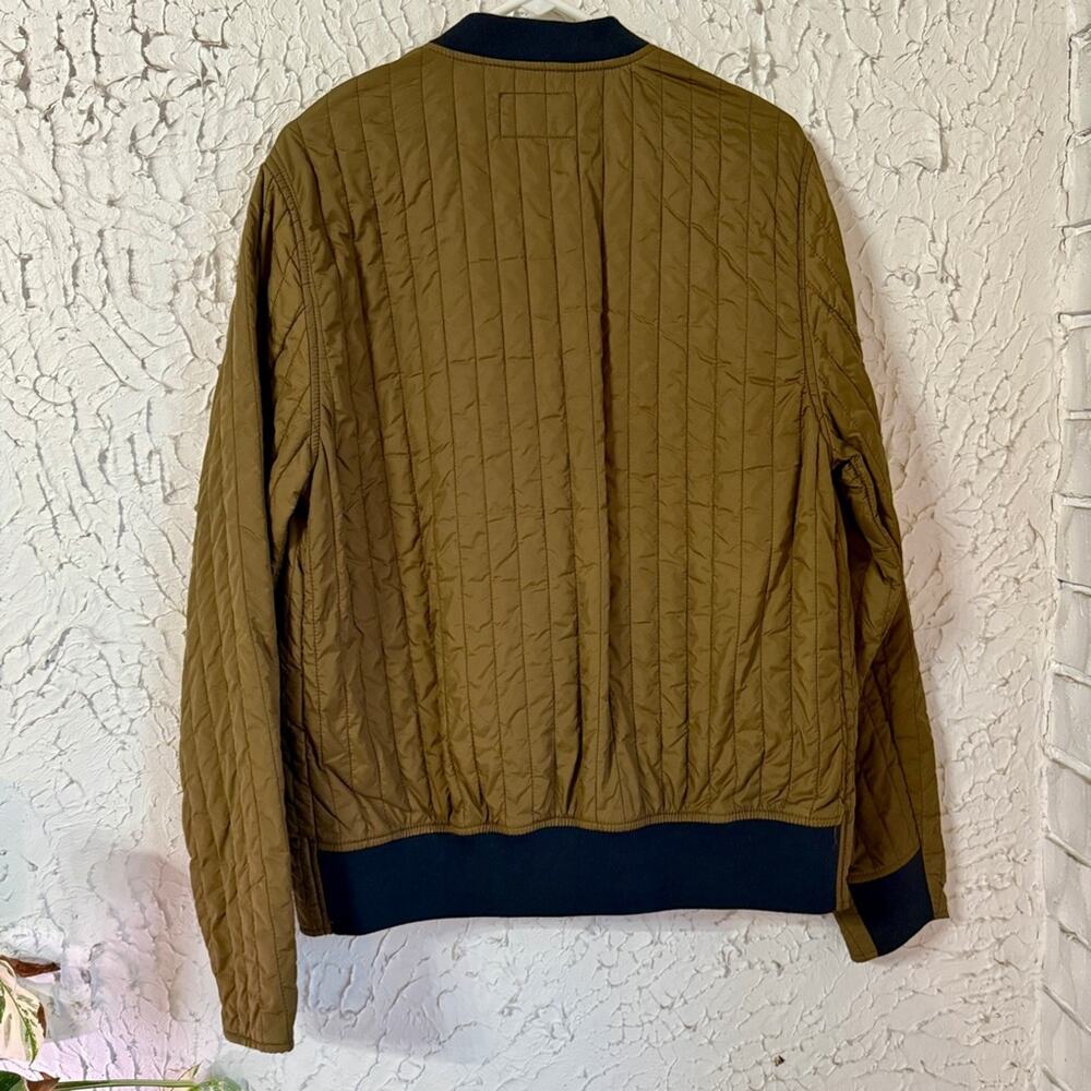 Men's Quilted Bomber Jacket - Olive with Black Accents - Picture 7 of 7